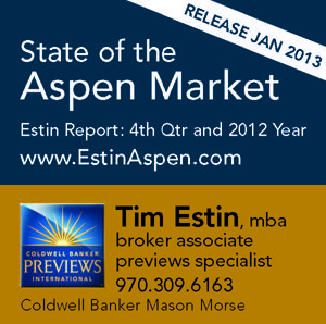 The Estin Report Aspen Snowmass Weekly Real Estate Sales and Statistics: Closed (12) and Under Contract / Pending (11): Jan 13 – 20, 2013 Image