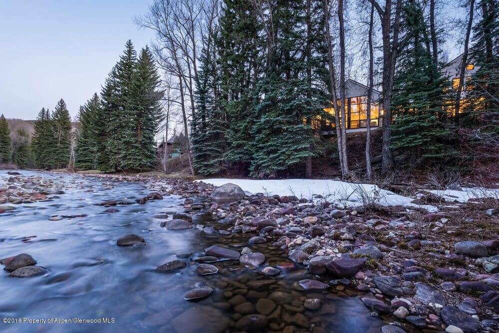 2016 Remodeled Aspen Riverfront Home at 1300 Red Butte Dr Sells for $16.5M/$2,841 SF Furn Image