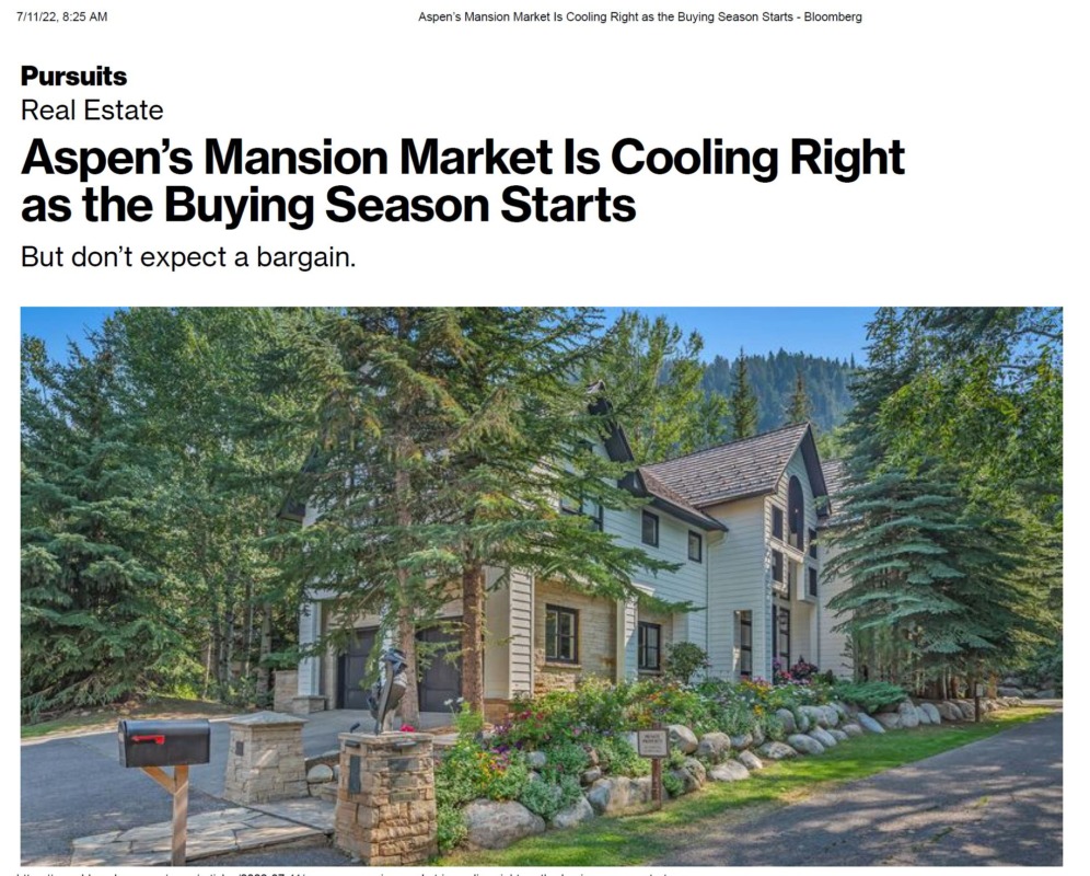 Aspen Real Estate Market May be Slowing But Prices likely to Hold, BB Image